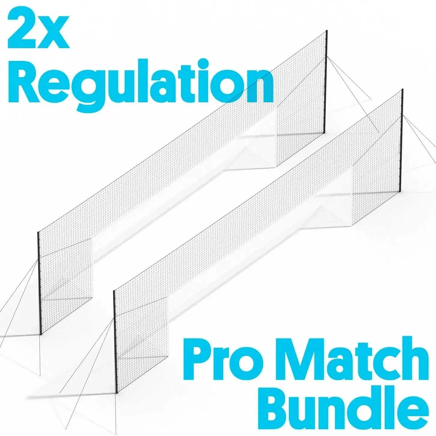 Pro Match Bundle two regulation soccer goals side by side with blue text
