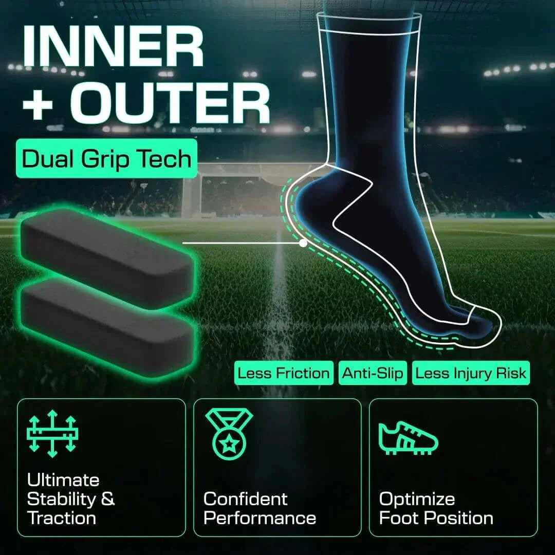 Anti-slip soccer socks by LUX with dual grip technology for enhanced stability and traction.