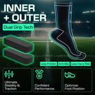 Anti-slip soccer socks by LUX with dual grip technology for enhanced stability and traction.
