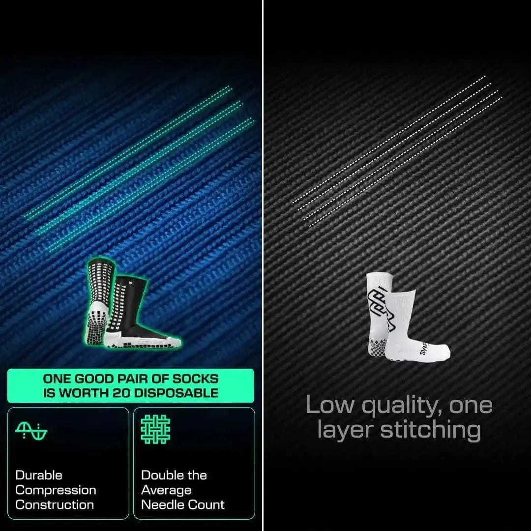 Anti-slip soccer socks by LUX with dual-layer grip technology, durable construction, and enhanced traction for athletic performance.