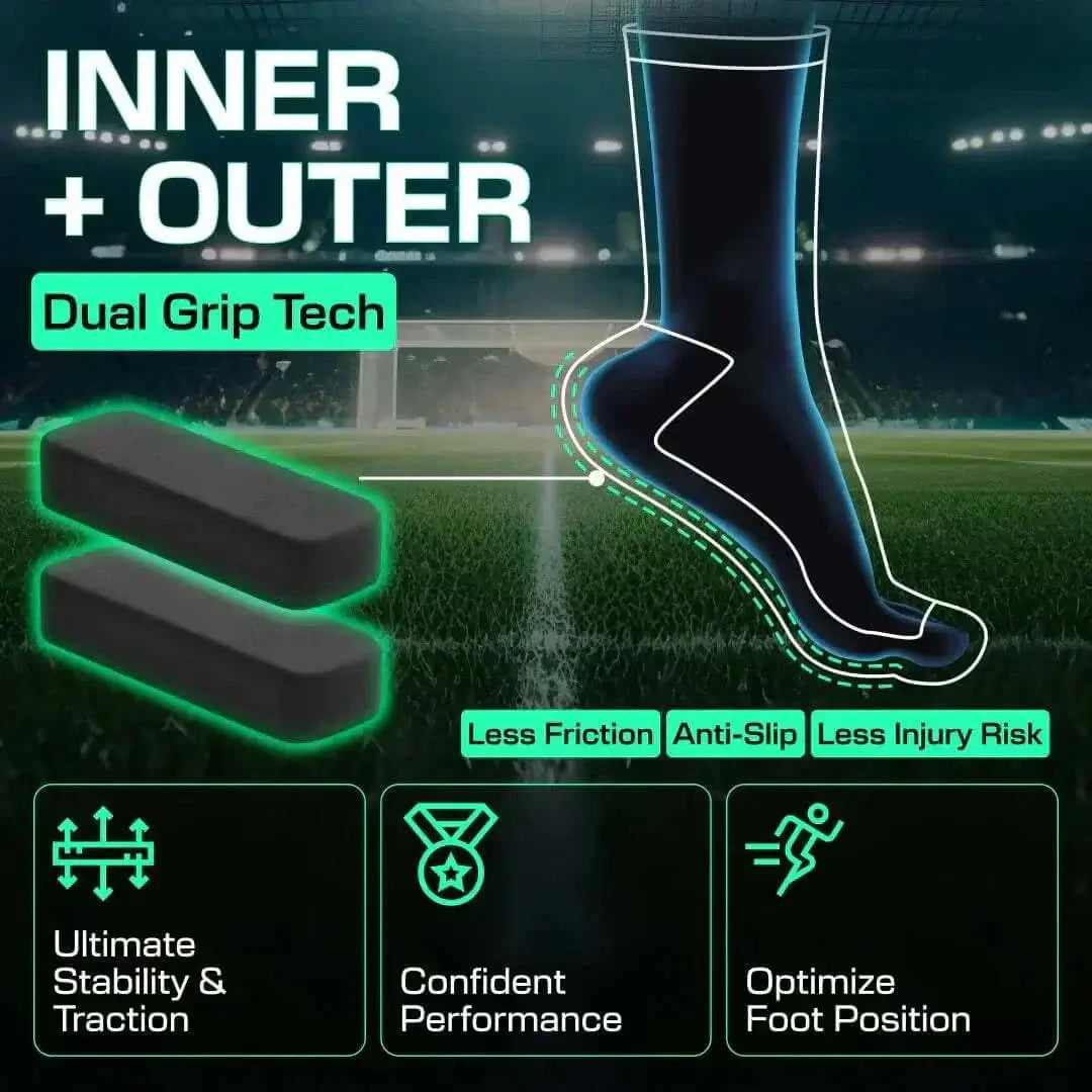 LUX Grip Cleat Socks with Dual Grip Tech for ultimate stability, traction, and anti-slip performance in soccer.