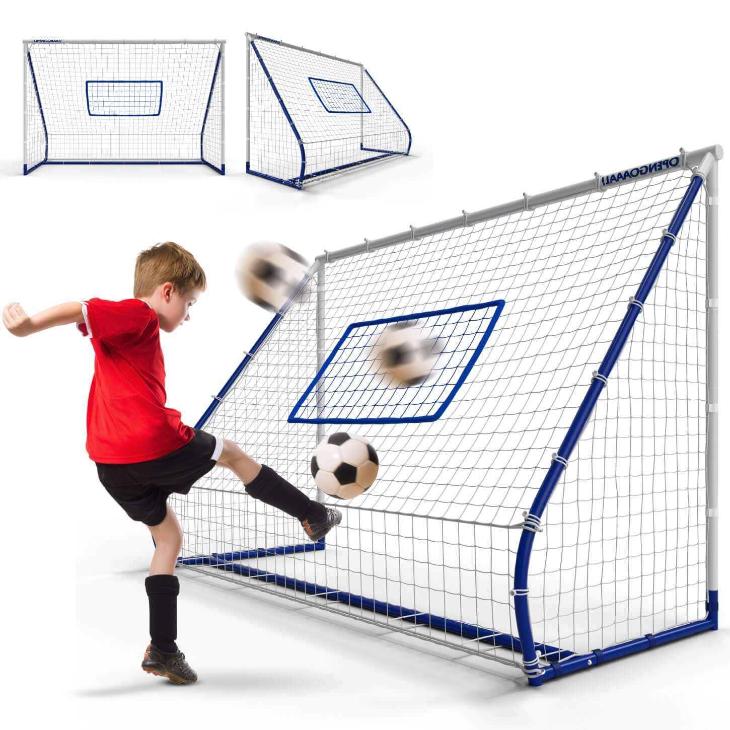 3-in-1 soccer goal rebounder with adjustable net for shooting, passing, and ball control training