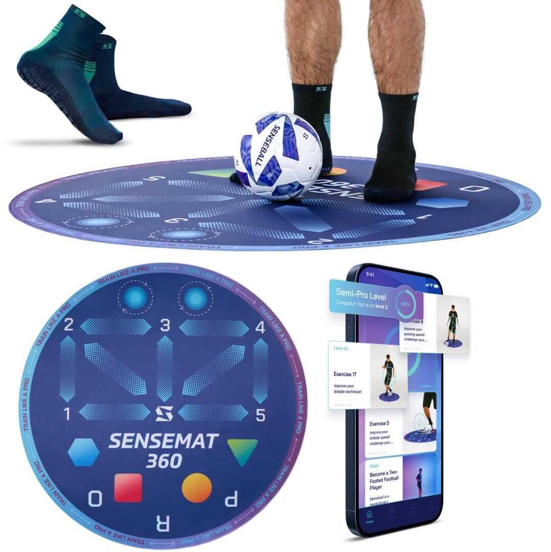 Soccer training mat SenseMat 360 with footwork drills and app integration for improved control and awareness