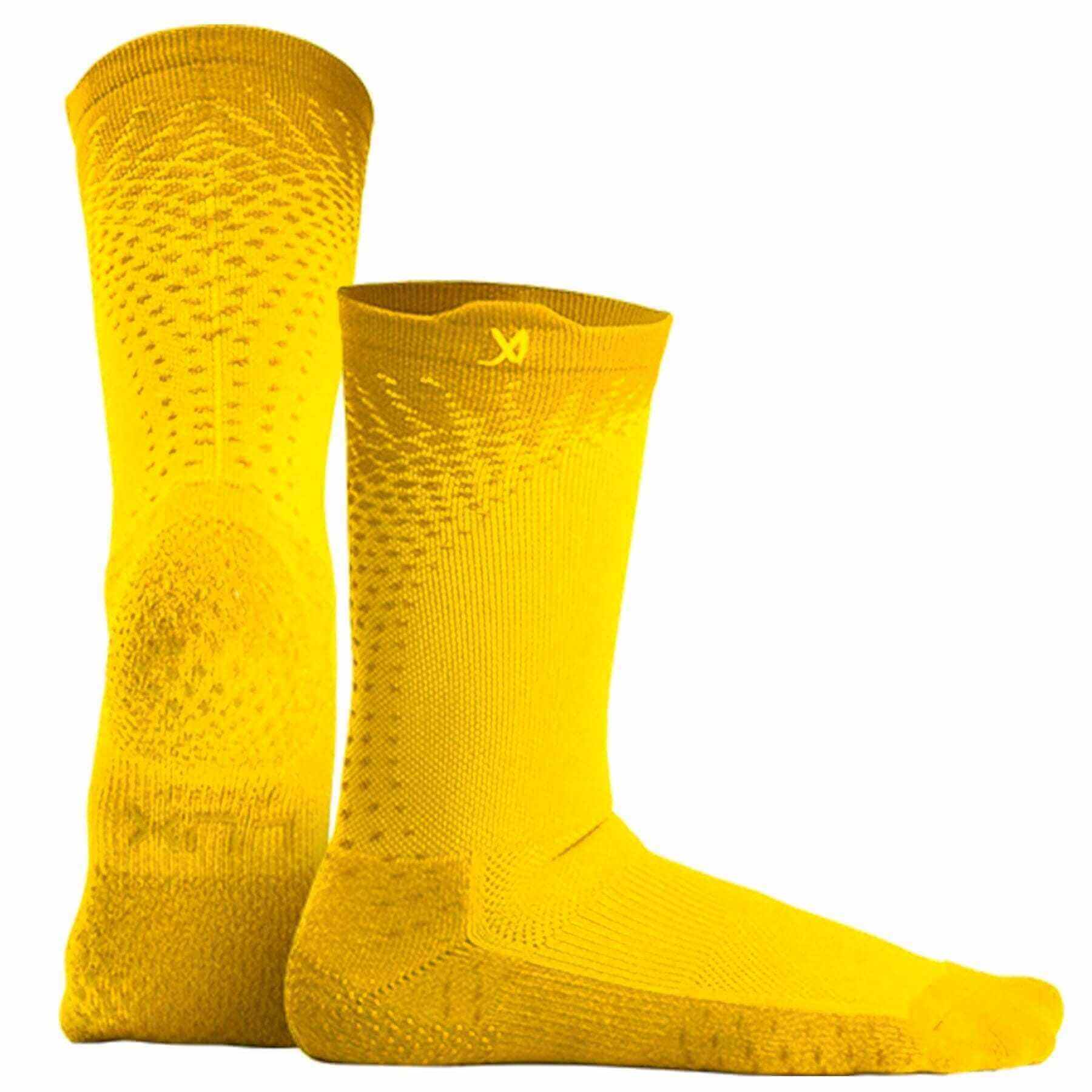 Yellow calf-length LUX Grip Cleat Socks with advanced GripArray Technology for soccer performance and traction