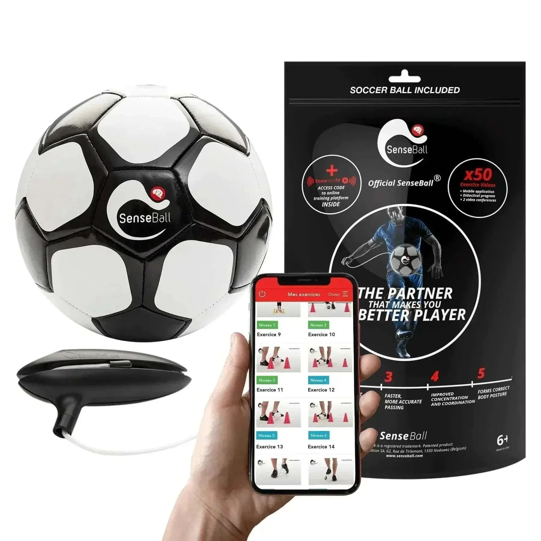 SenseBall soccer ball trainer with app for skill and coordination improvement