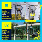 Soccer goal corner targets with adjustable straps for power shots and precision practice on any goal size