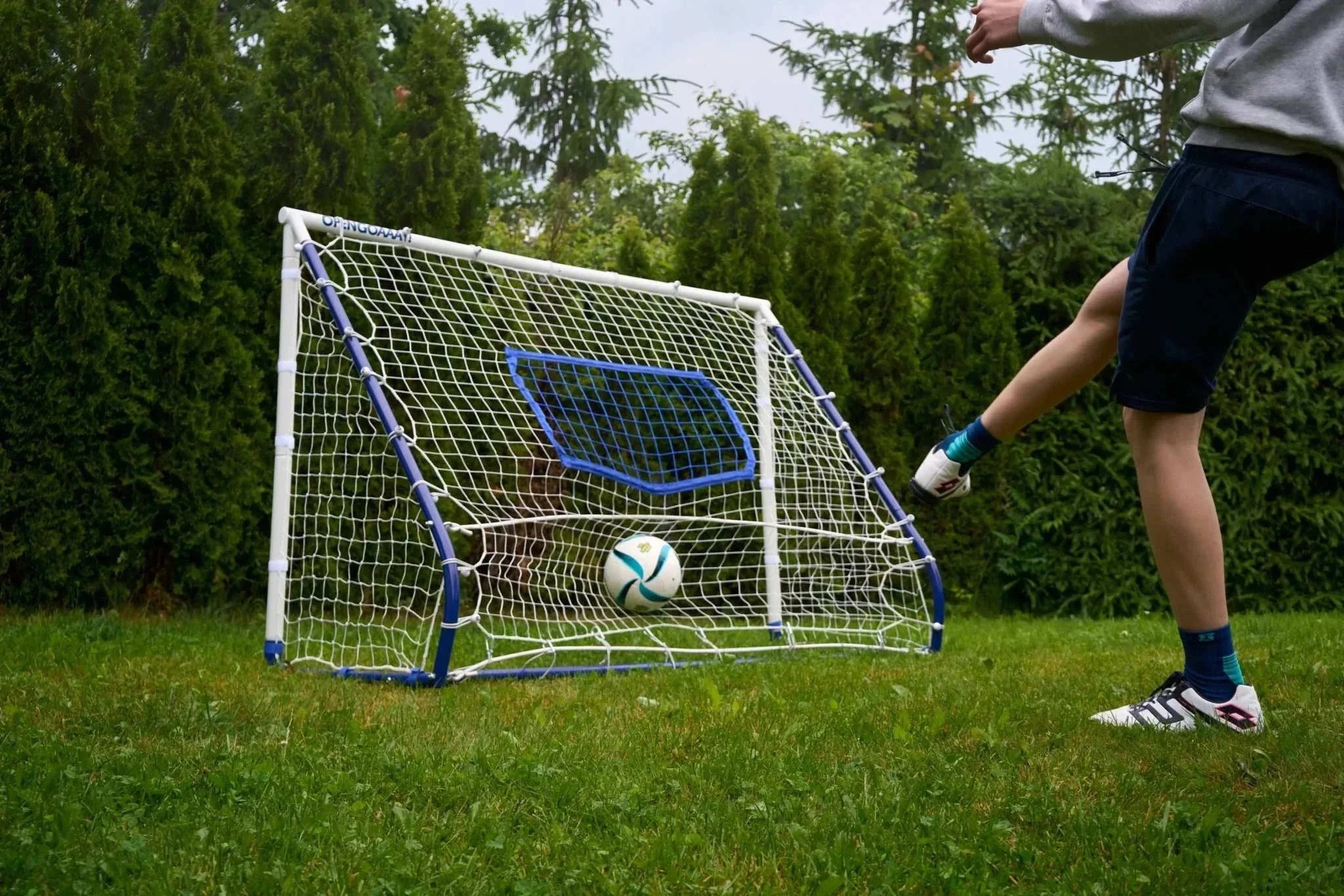 3-in-1 soccer goal rebounder with net for training shooting and passing in backyard