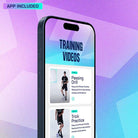 Smartphone displaying SenseBall soccer ball training app with drills and videos on colorful background