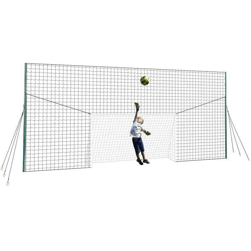 Soccer goal with rebounder and backstop, perfect for kids' backyard training.