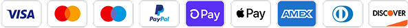 Visa, Mastercard, Maestro, PayPal, Shop Pay, Apple Pay, American Express, Diners Club, Discover