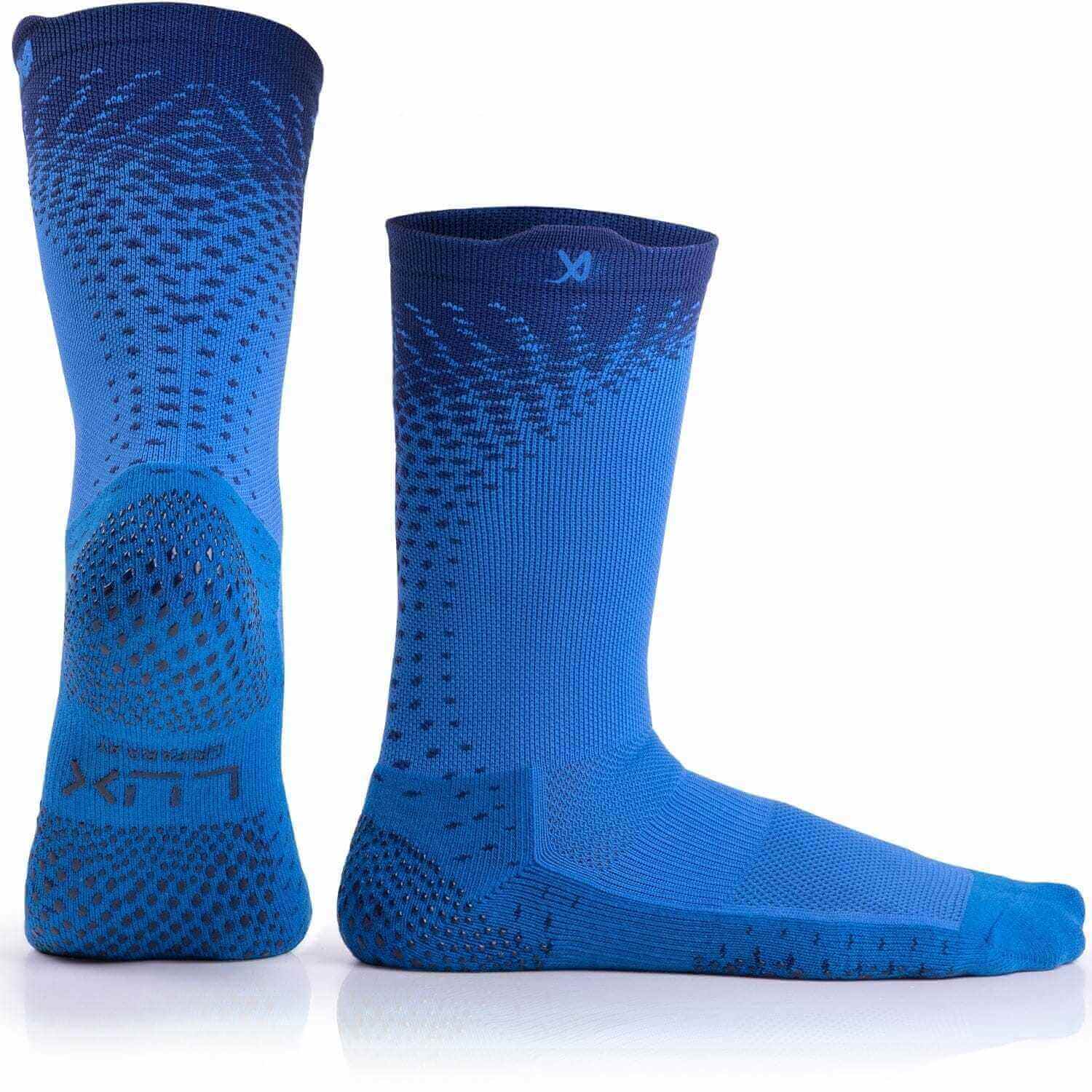 Blue LUX Grip Cleat Socks with advanced GripArray Technology for soccer players