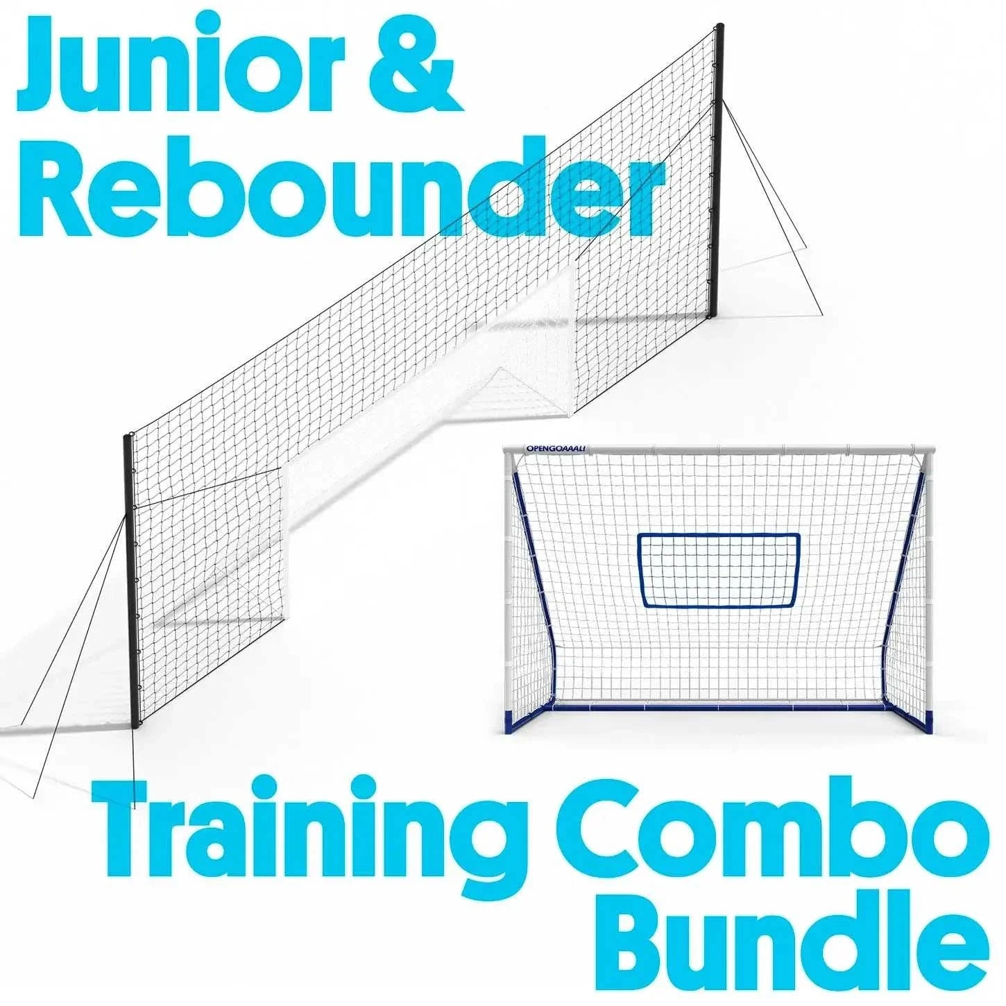 Training Combo Bundle with junior soccer rebounder and goal net set