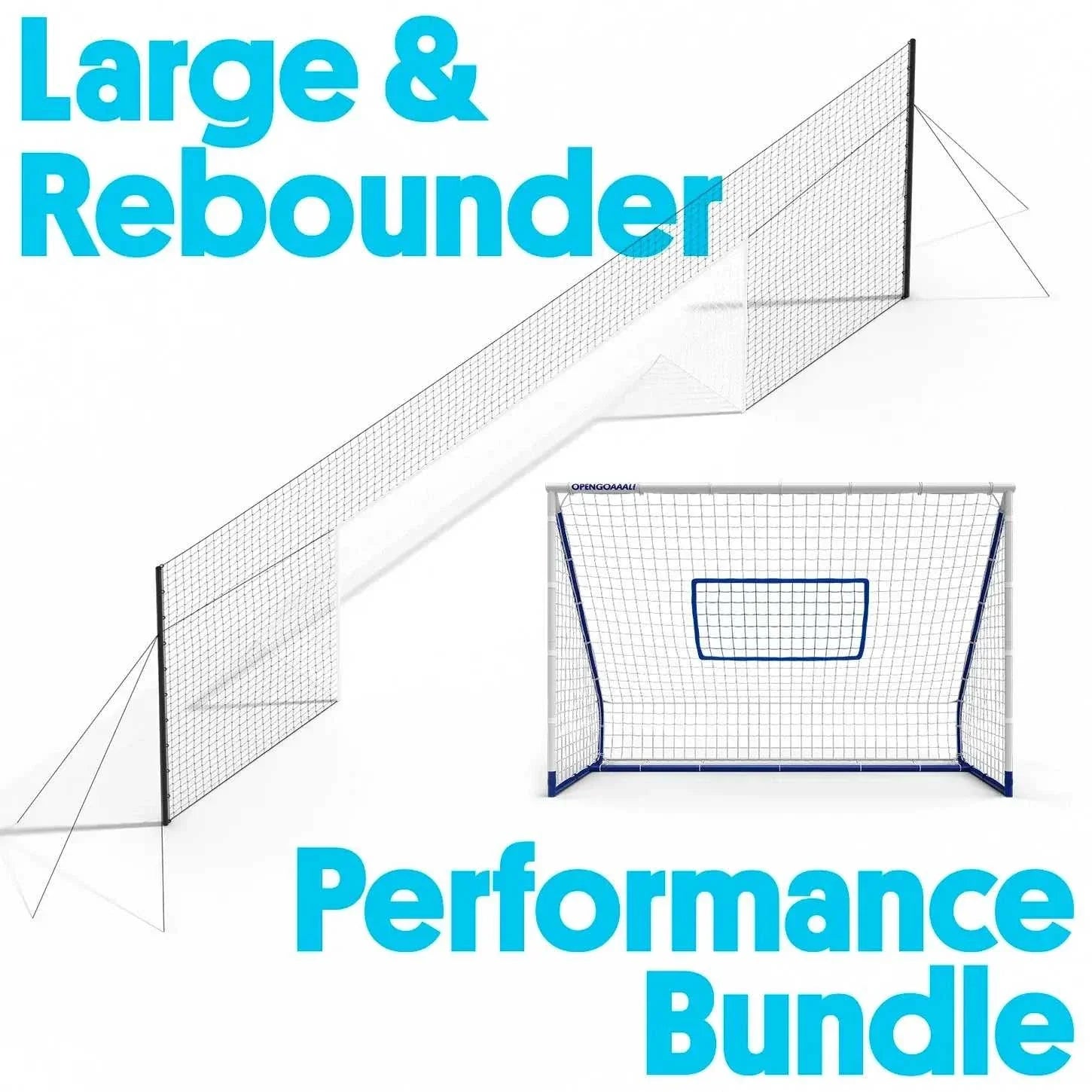 Performance Bundle with large rebounder net and soccer goal for practice and training