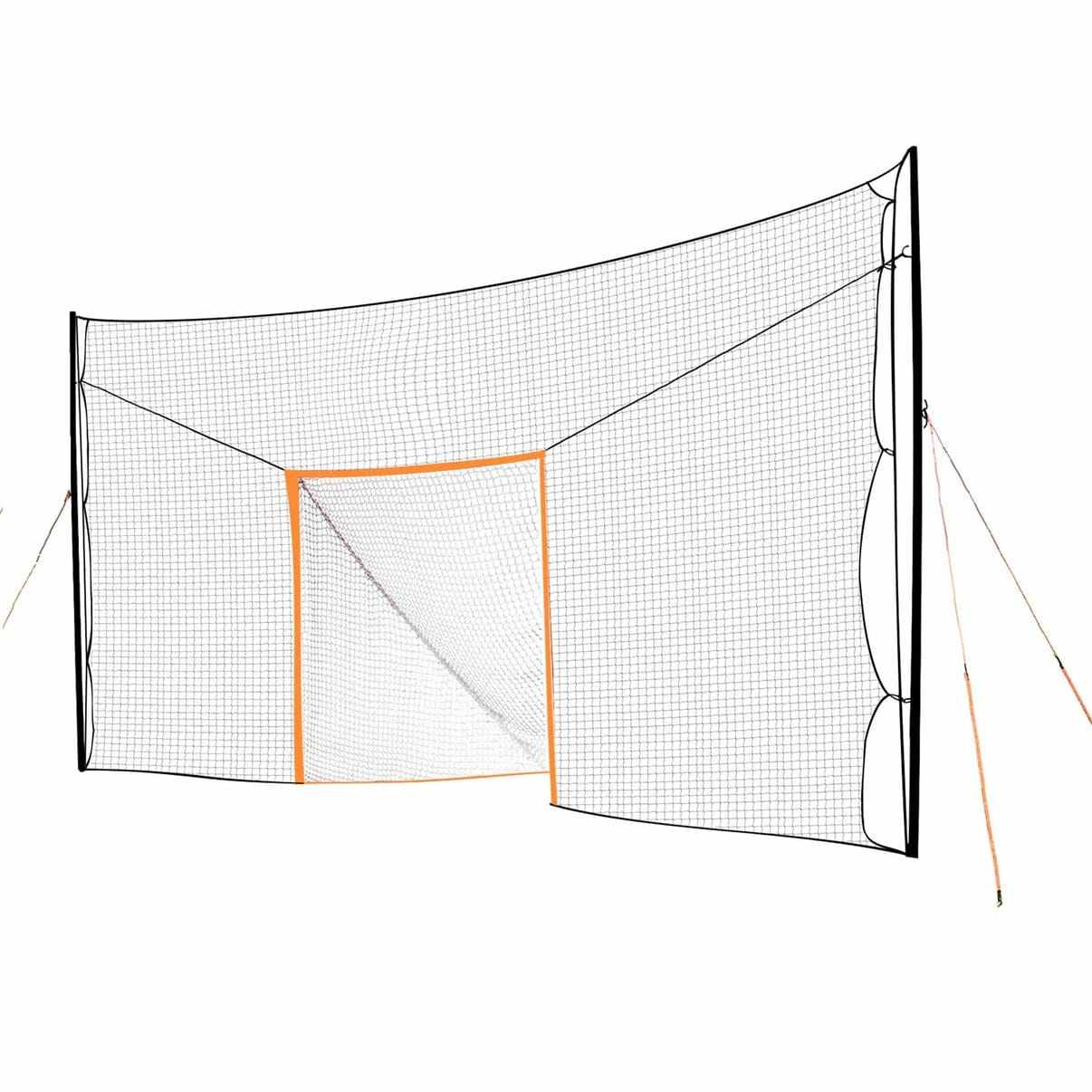 Open Goaaal® Lacrosse Goal 2-in-1 Trainer keeps balls on grass - no more backyard chasing!