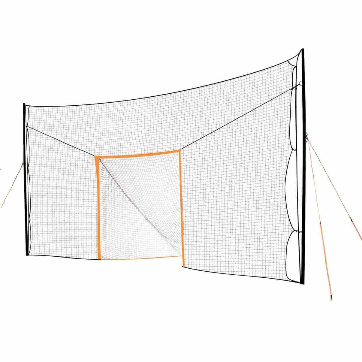 Open Goaaal® lacrosse goal with backstop 2-in-1 Trainer keeps balls on grass
