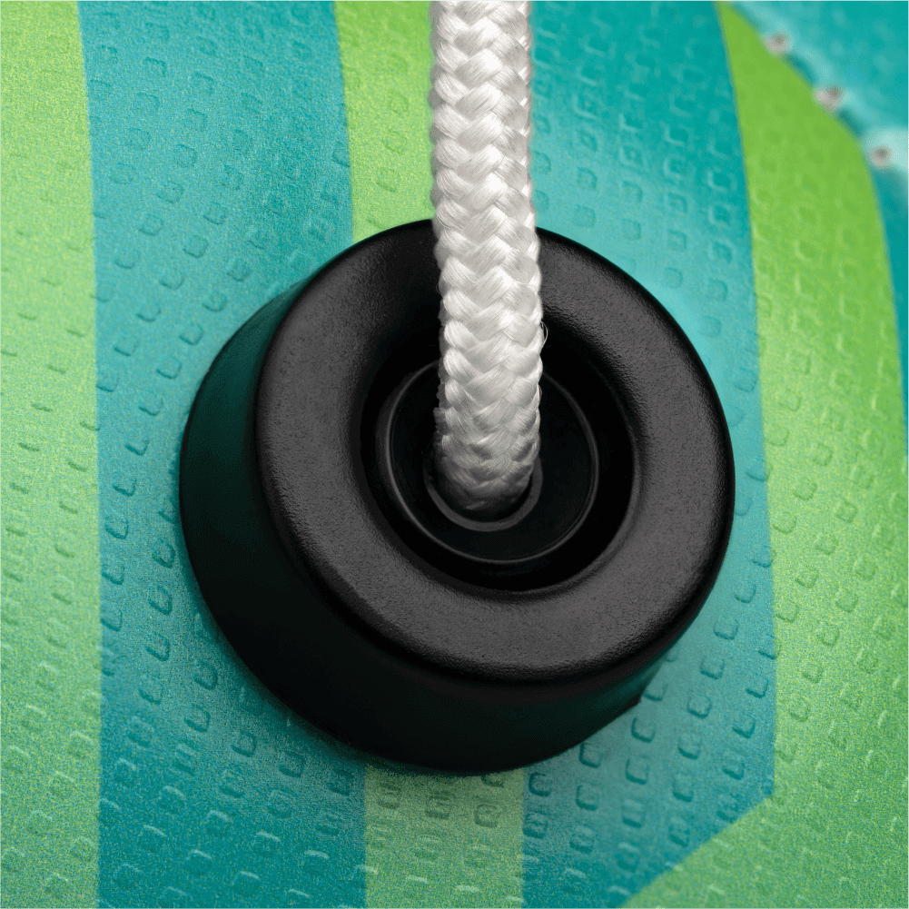 Close-up of green Size 2 SenseBall pro-level soccer training ball with attached string for advanced skill development