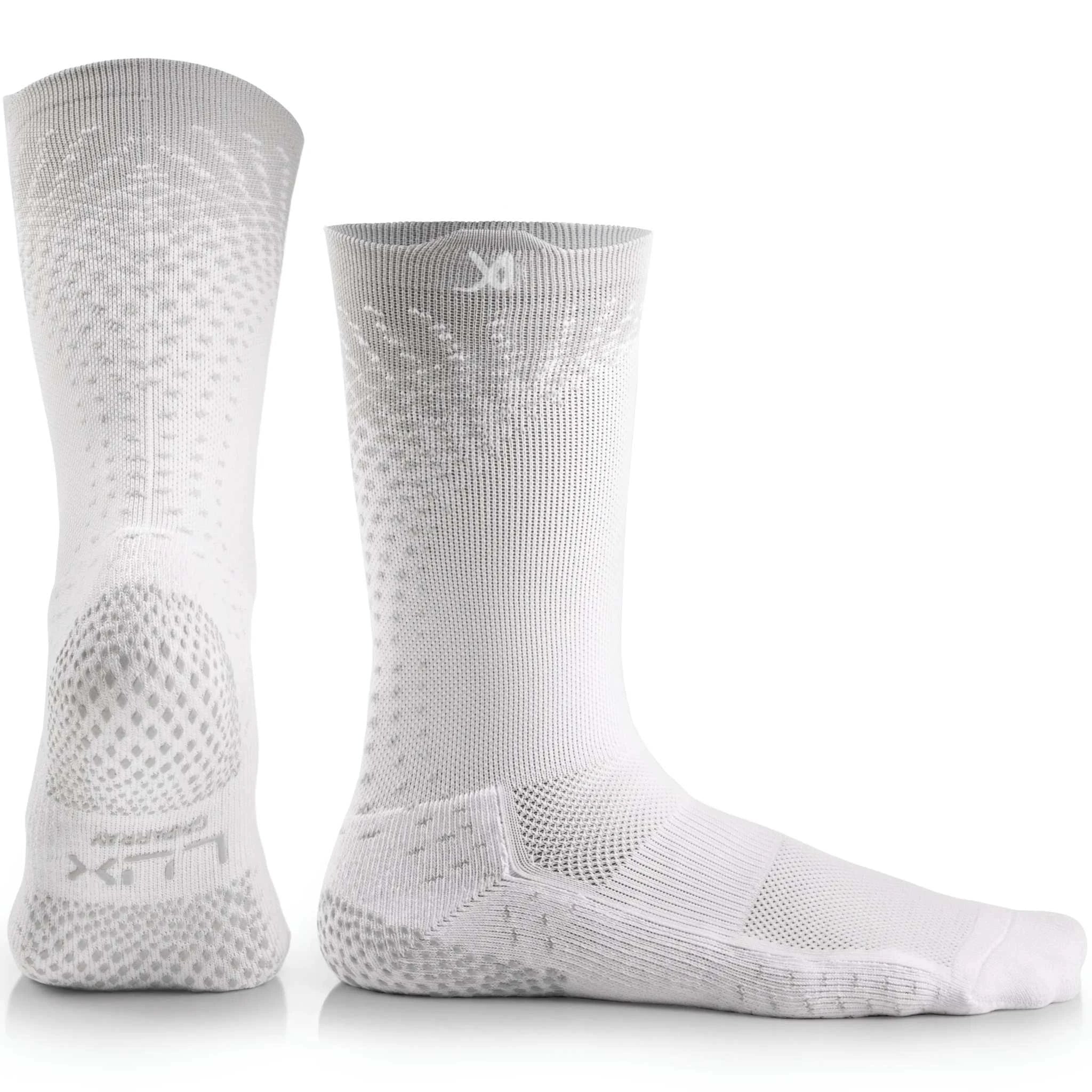 Soccer cleat socks by LUX with advanced GripArray Technology for enhanced traction and stability.
