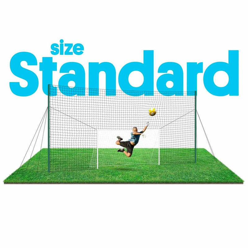 Standard size 3-in-1 soccer goal trainer with rebounder and backstop for backyard practice