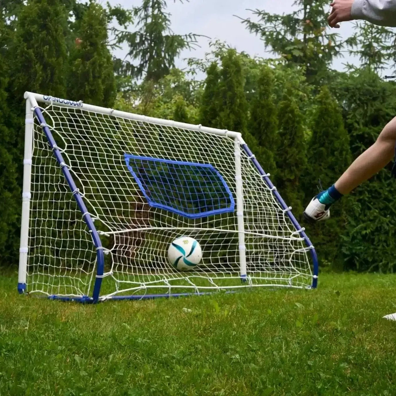 3-in-1 soccer goal rebounder with net for training shooting and passing in backyard