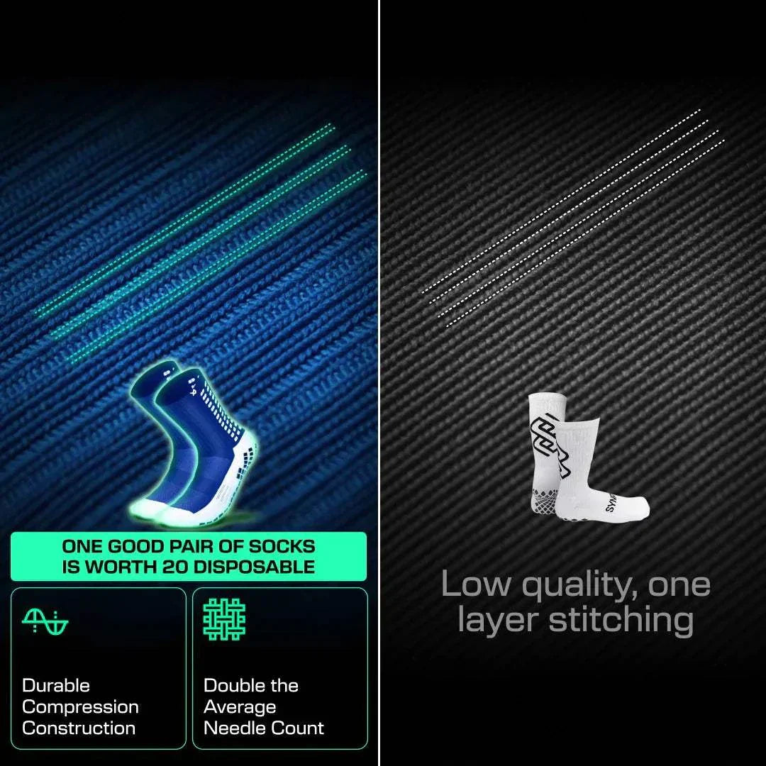 Blue Grip Soccer Socks by LUX with advanced inner and outer anti-slip technology for enhanced stability and traction